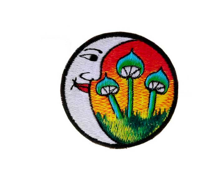 Écusson Brodé Mandala Lune Champignon Bouddhiste Népalais
