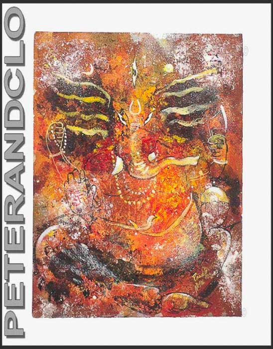 Peinture De Ganesha Népalais – Œuvre Unique Signée Par L’Artiste Pradeep