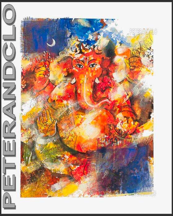 Peinture De Ganesha Népalais – Œuvre Unique Signée Par L’Artiste Pradeep