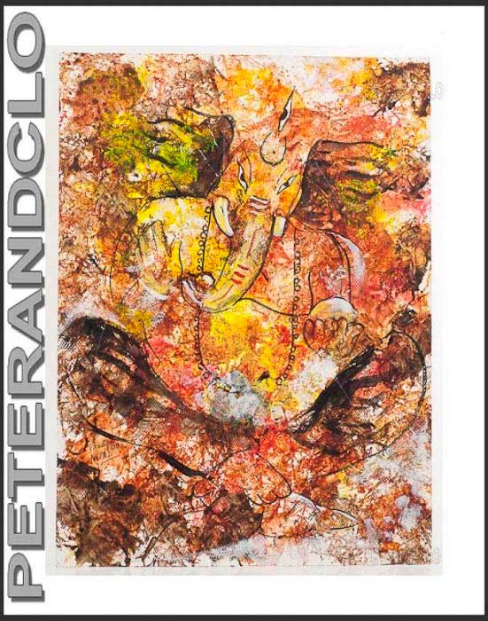 Peinture De Ganesha Népalais – Œuvre Unique Signée Par L’Artiste Pradeep