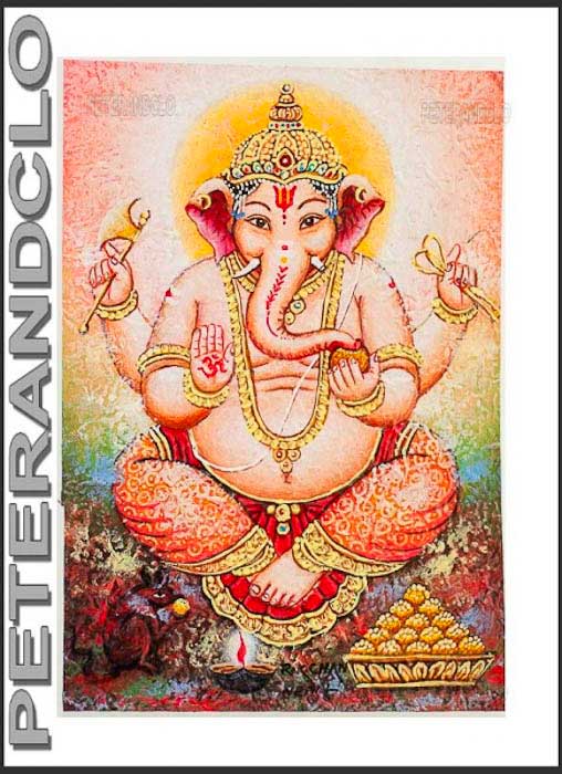 Peinture De Ganesha Népalais – Œuvre Unique Signée Par L’Artiste RK Chan