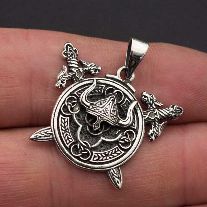 Pendentif Viking Bouclier Berserker en Argent 925
