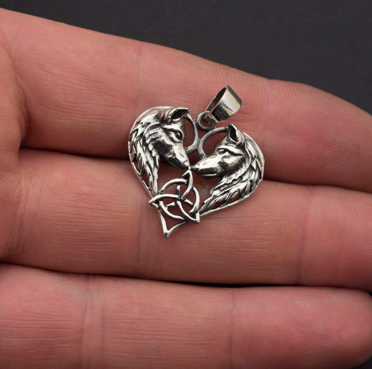 Pendentif Couple de Loups de Fenrir en Argent Massif 925 - Viking