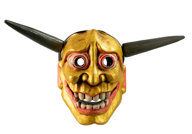 Masque Oni Hannya Doré Japonais Nô – Démon Du Théâtre Traditionnel En Bois