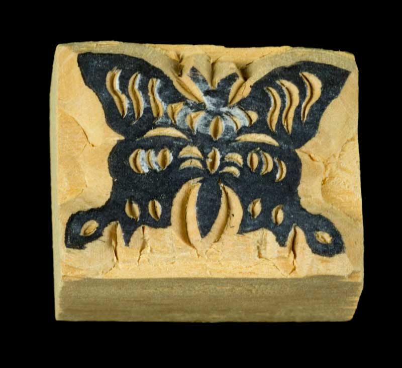 Mini Tampon Encreur Papillon – Bloc D’Impression En Bois Sculpté Népal
