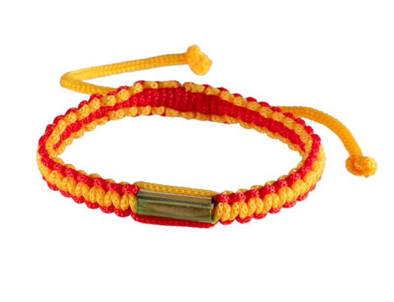 Bracelet Bouddhiste Sai Sin Orange et Rouge avec Takrut – Tradition Thaïlandaise