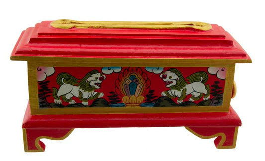 Porte-Encens Tibétain Lion des Neiges en Bois – Brûleur d'Encens Artisanal du Népal