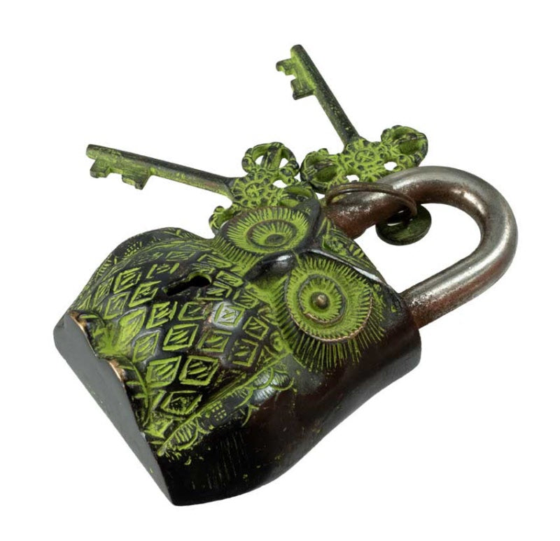 Cadenas Décoratif Chouette En Laiton Et Fer – Artisanat Du Népal