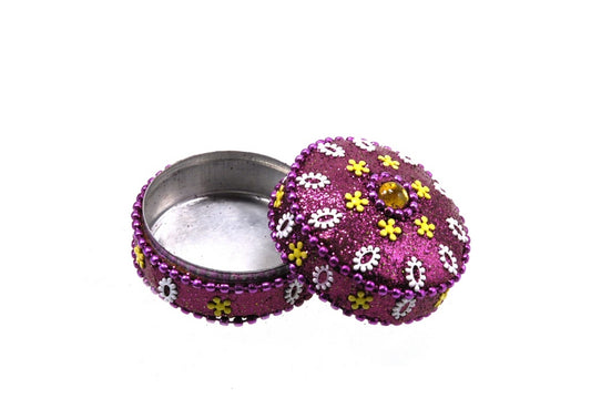 Petite Boîte Décorative Rose En Métal – Artisanat Indien