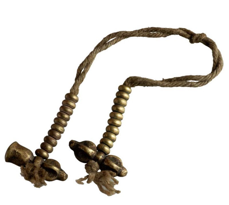 Ancien compteur de prières à mala tibétain – Accessoire rituel en métal artisanal du Népal