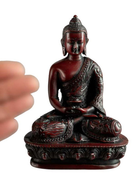 Statue Bouddha Amitabha en Résine Bordeaux – Artisanat Népalais
