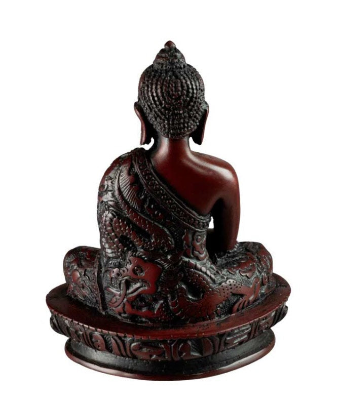 Statue Bouddha Amitabha en Résine Bordeaux – Artisanat Népalais