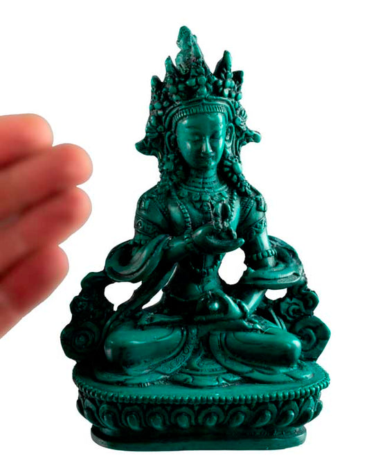 Statue de Vajrasattva (Dorje Sempa) en Résine Turquoise – Artisanat du Népal
