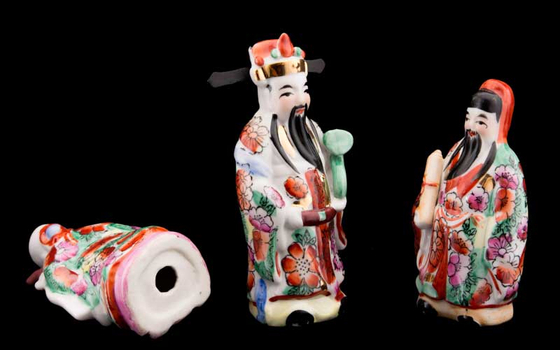 Trois Sages Dieux Chinois Fuk Luk Sau – Statuettes en Céramique