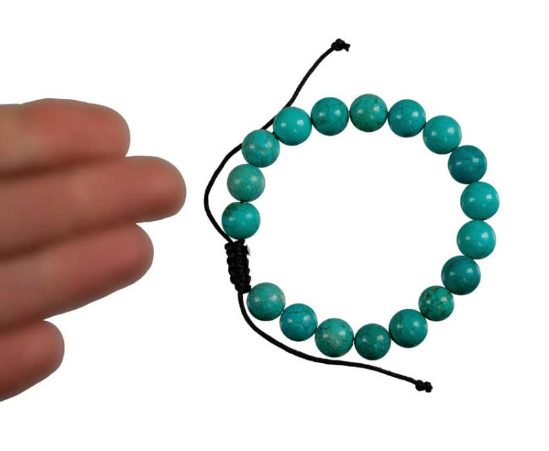 Bracelet bouddhiste perles turquoise en résine – Bijou artisanal népalais