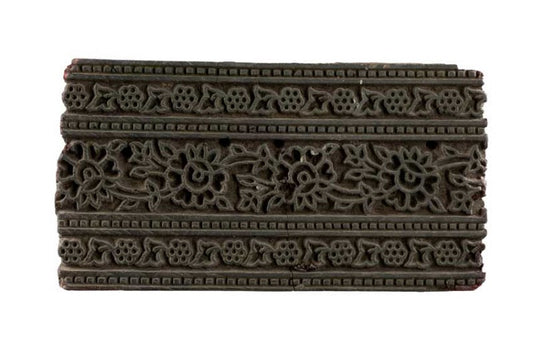 Tampon Indien En Bois Ancien – Impression Batik Motif Floral