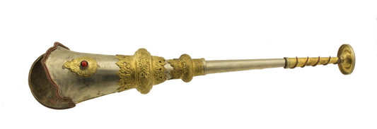 Trompette tibétaine Kangling – instrument rituel du Chöd en métal repoussé