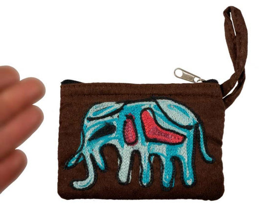 Porte-Monnaie Brodé Éléphant – Artisanat Népalais