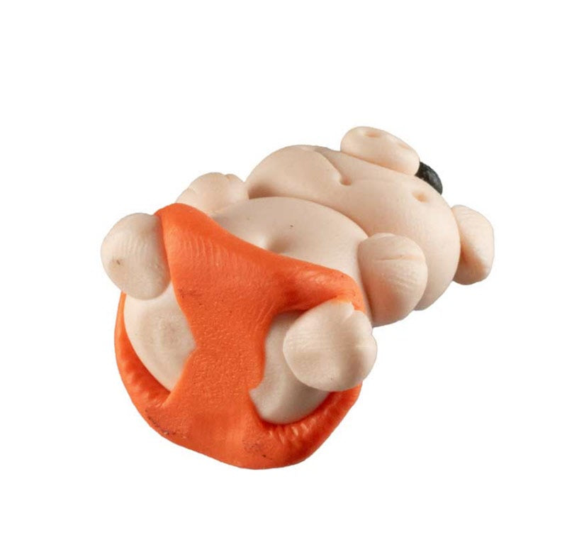 Figurine Cochon Miniature Maillot de Bain Orange – Artisanat Thaïlandais