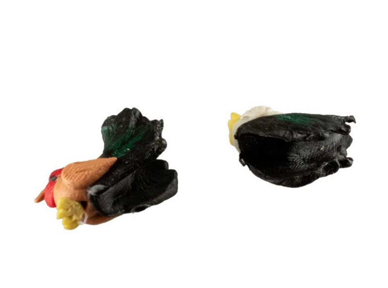 Couple de Figurines Poules Miniatures – Artisanat Thaïlandais en Pâte Polymère