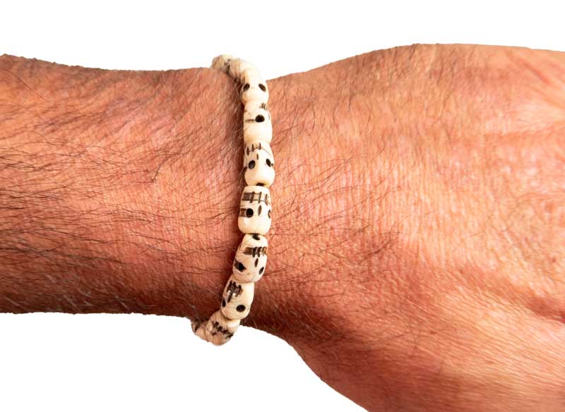 Bracelet Mala Bouddhiste Kapala En Os Sculpté – Artisanat Spirituel Du Népal