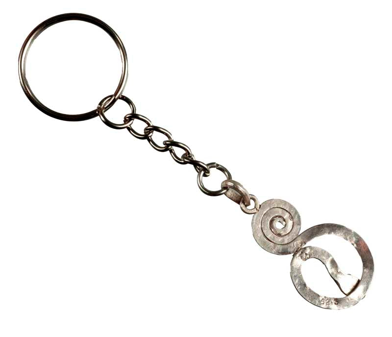 Porte-Clé Serpent Enroulé – Bijou de Sac Artisanal en Métal Argenté