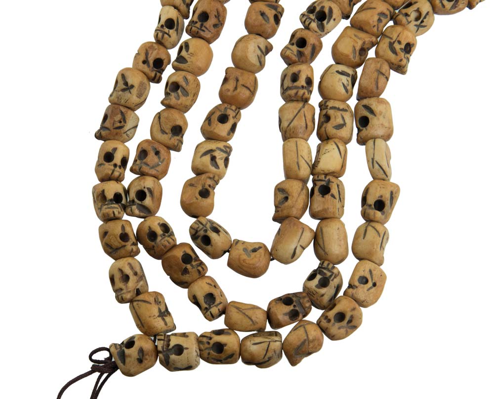 Mala Tibétain Crâne Tête De Mort En Os De Yak – Chapelet Bouddhiste 108 Perles