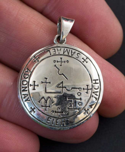 Pendentif sceau de l’Archange Samaël – bijou talisman de protection en argent massif 925