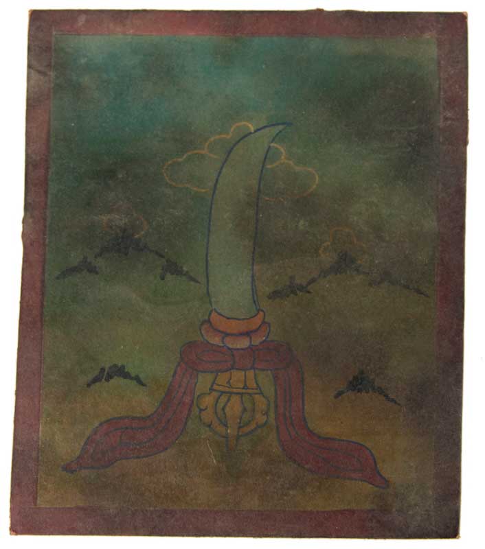 Tsakli Couteau De Rituel Du Sacrifice – Peinture Miniature Tibétaine Rituelle Artisanat Himalayen