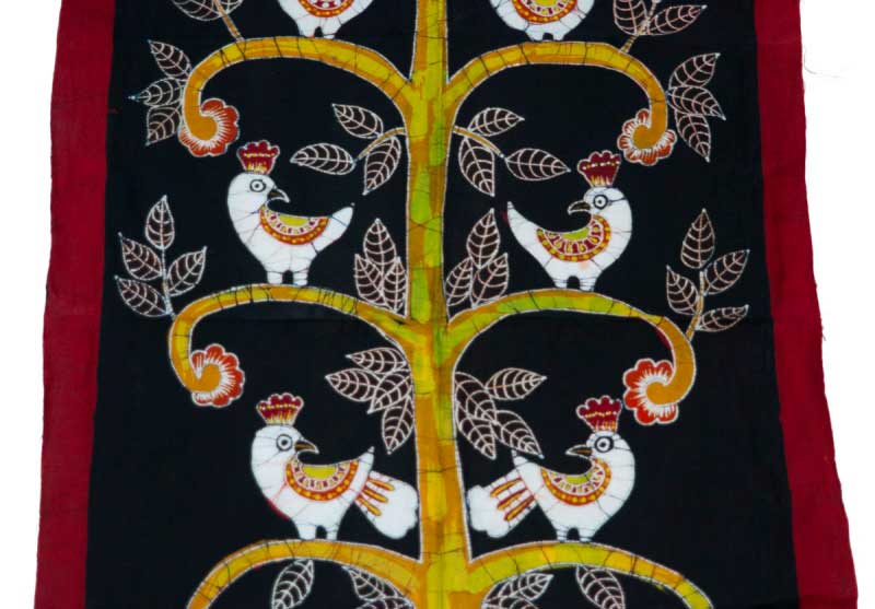 Batik du Sri Lanka Arbre aux Oiseaux – Toile en Coton Artisanale