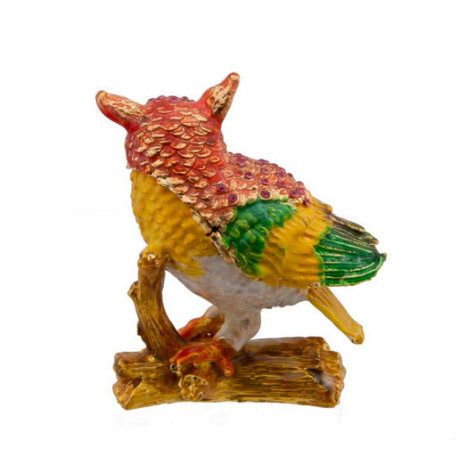 Boîte Cloisonnée Chouette sur Branche – Écrin Décoratif en Émail