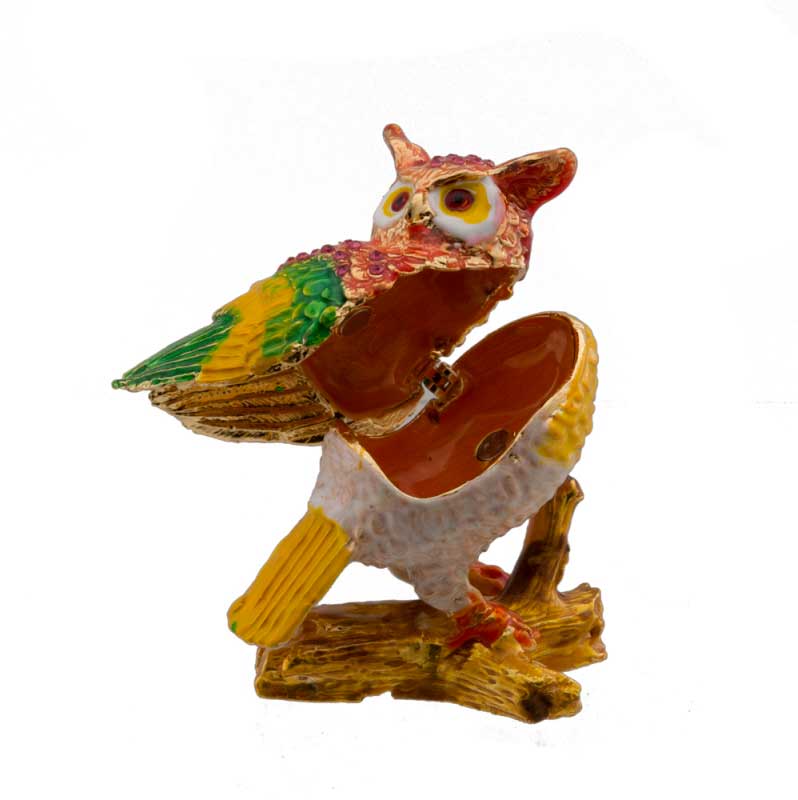 Boîte Cloisonnée Chouette sur Branche – Écrin Décoratif en Émail
