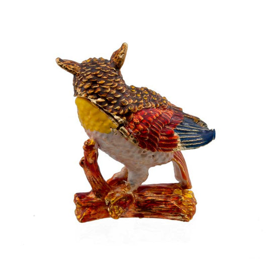 Boîte Cloisonnée Chouette – Boîte à Bijoux Artisanale en Émail