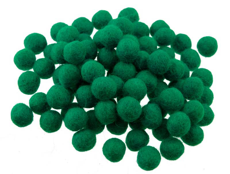 Perles en Feutrine de Laine Verte 13 à 14 mm – Lot de 50 – Artisanat du Népal