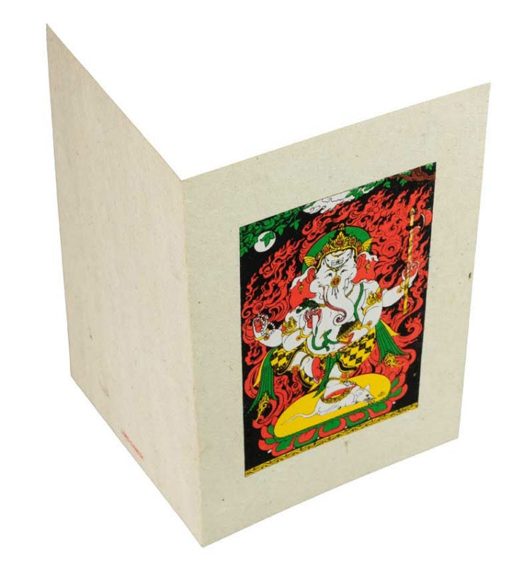 Carte De Vœux Ganesh Danseur – Papier Népalais Artisanat Spirituel