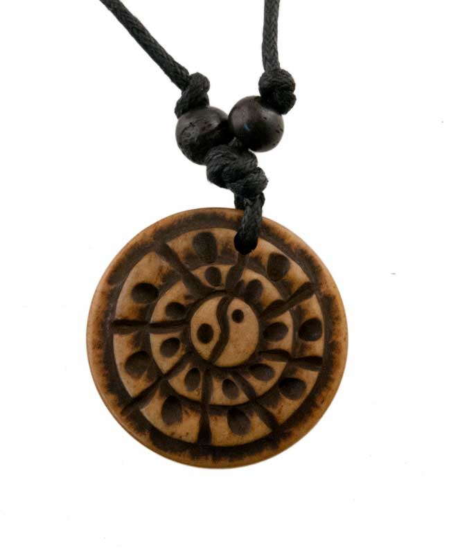 Collier Bouddhiste Tibétain Yin Yang en Corne de Yak