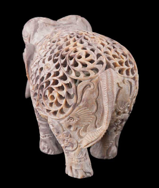 Statue Éléphant En Stéatite – Grand Modèle – Artisanat Indien De Prestige