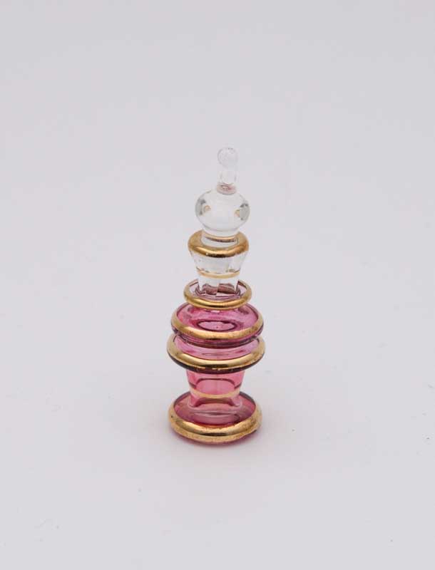 Flacon À Parfum Égyptien En Verre Soufflé Rose Et Doré – Artisanat Traditionnel