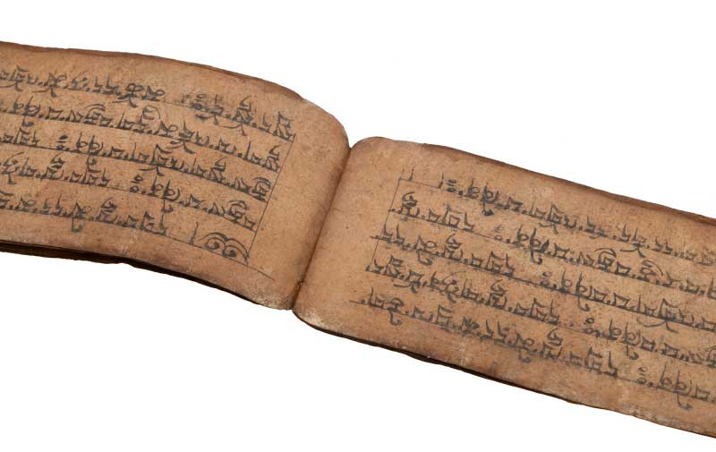 Ancien Livre de Prières Tibétaines Manuscrit – 14 Pages Bouddhistes du Népal