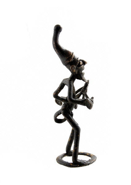 Figurine Bronze Bamoun – Joueur De Cloche – Artisanat Traditionnel Du Cameroun