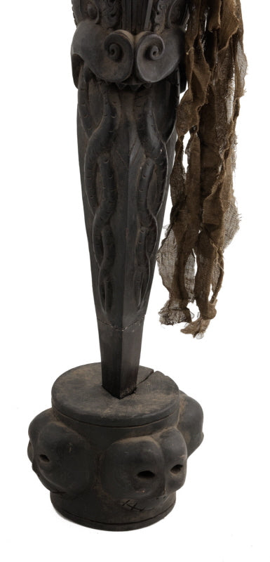 Grand Phurba Tibétain en Bois Sculpté avec Support – Dague Rituelle Bouddhiste