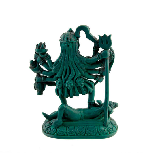 Statue Déesse Kali en Résine Bleu Turquoise – Mahakali, Divinité Hindoue