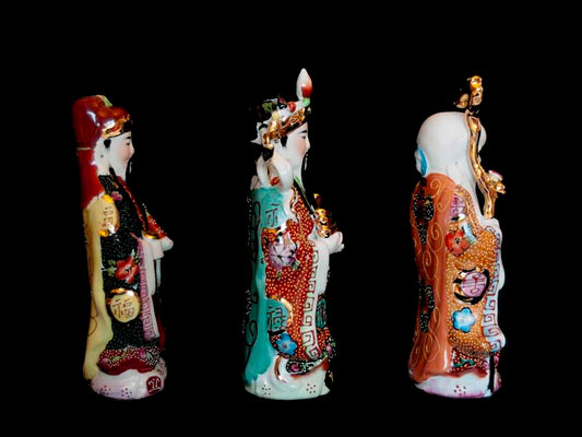 Trois Sages Chinois Fuk Luk Sau – Statuettes en Porcelaine de Chine