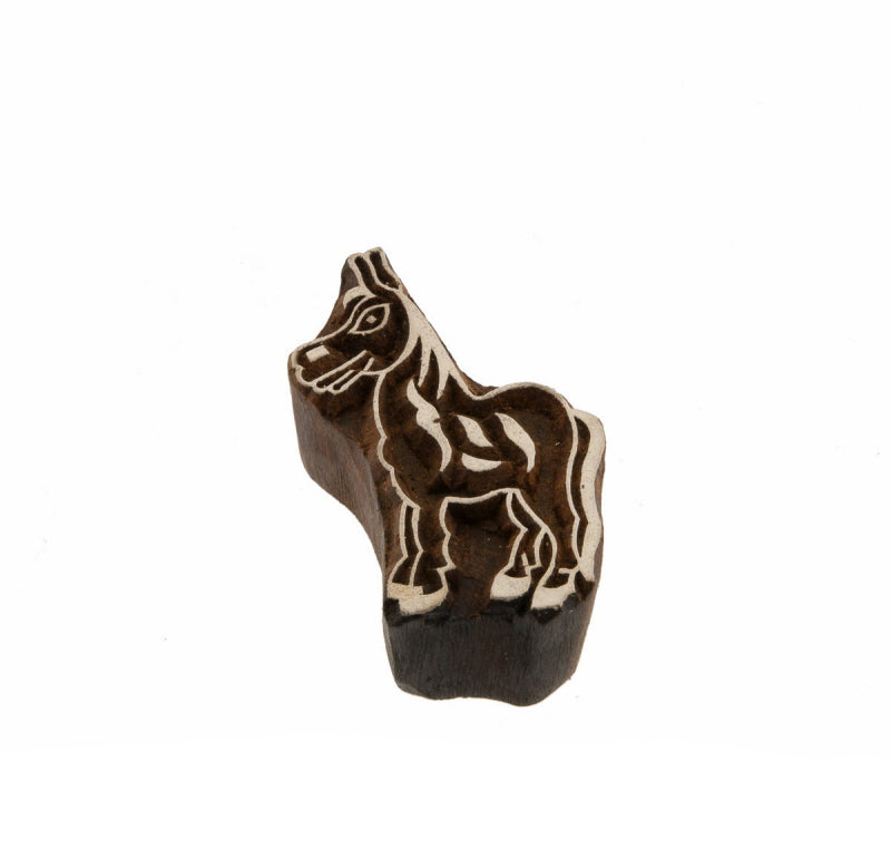 Tampon Encreur En Bois Indien – Motif Cheval