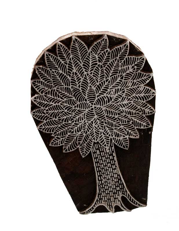 Tampon Encreur En Bois Sculpté – Motif Arbre De Vie