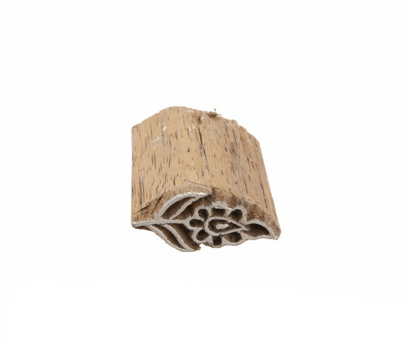 Tampon Encreur En Bois Sculpté – Motif Fleur Mandala