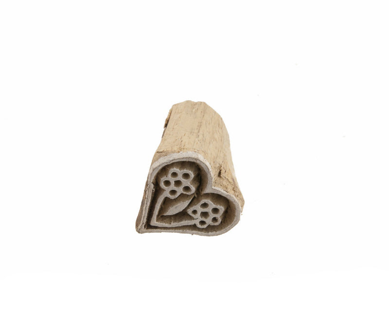 Tampon Encreur En Bois Sculpté – Motif Fleur Cœur Mandala