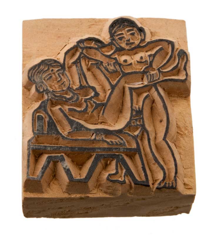 Tampon Encreur Tibétain Érotique Curiosa – En Bois Sculpté