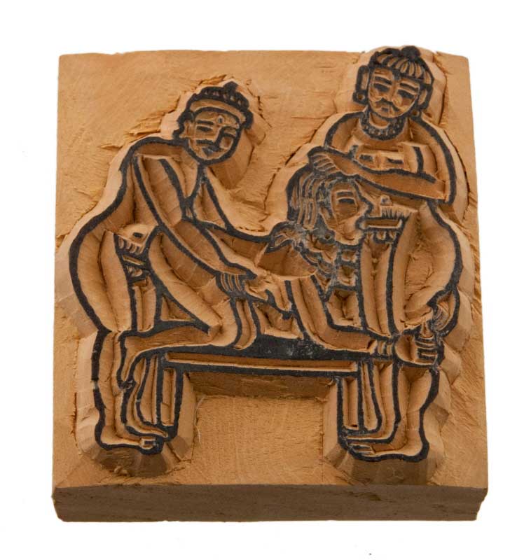 Tampon Encreur Tibétain Érotique Curiosa – En Bois Sculpté