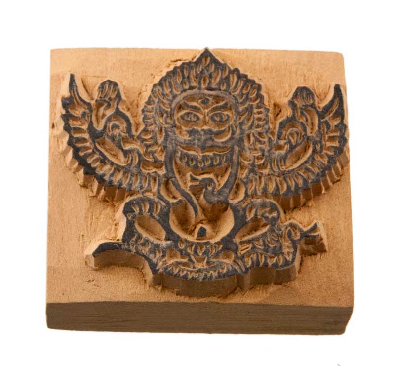 Tampon Encreur En Bois Sculpté Garuda Aigle Mythologique